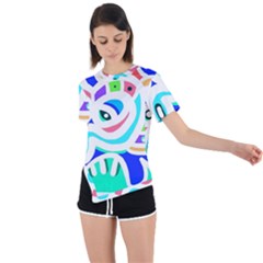 Crazy Pop Art - Doodle Animals   Asymmetrical Short Sleeve Sports Tee