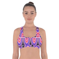 Pink, Blue, Black, Purple Tones Pop Art  Cross Back Sports Bra by ConteMonfrey