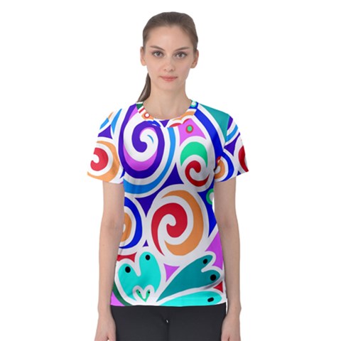 Crazy Pop Art - Doodle Circles   Women s Sport Mesh Tee by ConteMonfrey