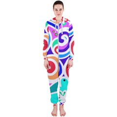 Crazy Pop Art - Doodle Circles   Hooded Jumpsuit (ladies)