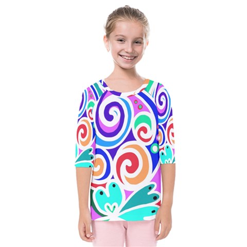 Crazy Pop Art - Doodle Circles   Kids  Quarter Sleeve Raglan Tee by ConteMonfrey