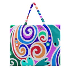 Crazy Pop Art - Doodle Circles   Zipper Large Tote Bag by ConteMonfrey