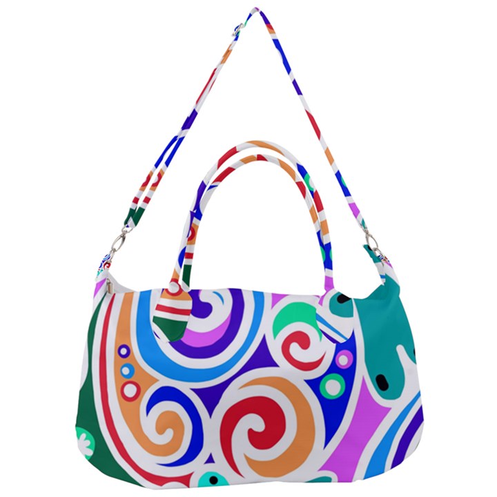 Crazy Pop Art - Doodle Circles   Removable Strap Handbag