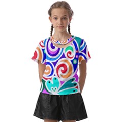 Crazy Pop Art - Doodle Circles   Kids  Front Cut Tee by ConteMonfrey