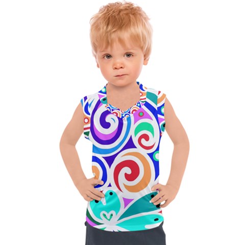 Crazy Pop Art - Doodle Circles   Kids  Sport Tank Top by ConteMonfrey