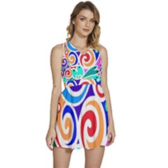 Crazy Pop Art - Doodle Circles   Sleeveless High Waist Mini Dress by ConteMonfrey