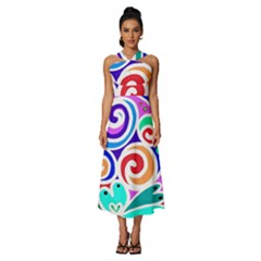 Crazy Pop Art - Doodle Circles   Sleeveless Cross Front Cocktail Midi Chiffon Dress by ConteMonfrey