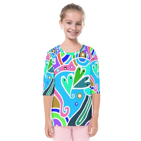 Crazy Pop Art - Doodle Hearts   Kids  Quarter Sleeve Raglan Tee by ConteMonfrey