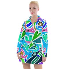 Crazy Pop Art - Doodle Hearts   Women s Long Sleeve Casual Dress by ConteMonfrey