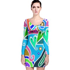 Crazy Pop Art - Doodle Hearts   Long Sleeve Velvet Bodycon Dress by ConteMonfrey