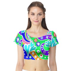 Crazy Pop Art - Doodle Lover   Short Sleeve Crop Top by ConteMonfrey