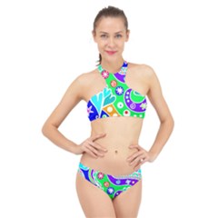 Crazy Pop Art - Doodle Lover   High Neck Bikini Set by ConteMonfrey