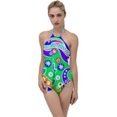 Crazy Pop Art - Doodle Lover   Go With The Flow One Piece Swimsuit by ConteMonfrey