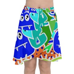 Crazy Pop Art - Doodle Buddies  Chiffon Wrap Front Skirt by ConteMonfrey