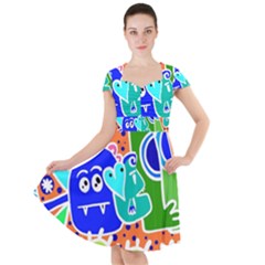 Crazy Pop Art - Doodle Buddies  Cap Sleeve Midi Dress by ConteMonfrey