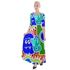 Crazy Pop Art - Doodle Buddies  Half Sleeves Maxi Dress by ConteMonfrey