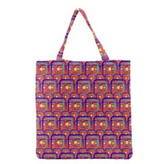 Pink Yellow Neon Squares - Modern Abstract Grocery Tote Bag by ConteMonfrey