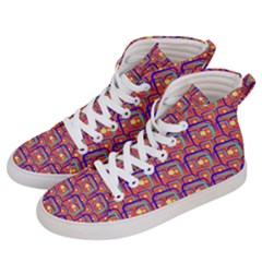 Pink Yellow Neon Squares - Modern Abstract Men s Hi-top Skate Sneakers by ConteMonfrey