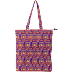 Pink Yellow Neon Squares - Modern Abstract Double Zip Up Tote Bag by ConteMonfrey