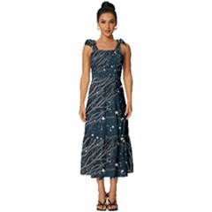 Snow Christmas Starry Night Tie-strap Tiered Midi Chiffon Dress by Simbadda