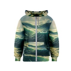 Ocean Sea Waves Tide Kids  Zipper Hoodie