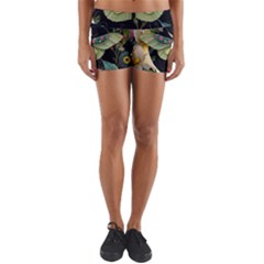 Flower Mot Moon Star Planet Yoga Shorts by Simbadda