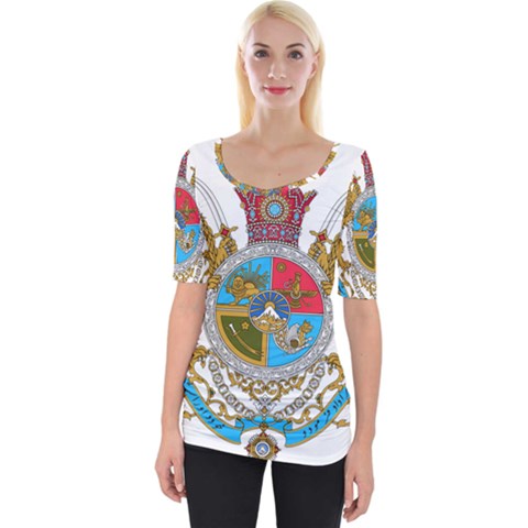 Imperial Coat Of Arms Of Iran, 1932-1979 Wide Neckline Tee by abbeyz71