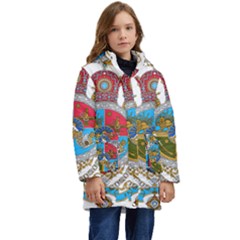 Imperial Coat Of Arms Of Iran, 1932-1979 Kid s Hooded Longline Puffer Jacket