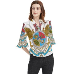 Imperial Coat Of Arms Of Iran, 1932-1979 Loose Horn Sleeve Chiffon Blouse