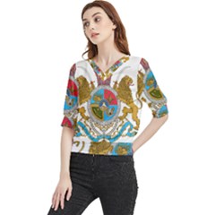 Imperial Coat Of Arms Of Iran, 1932-1979 Quarter Sleeve Blouse