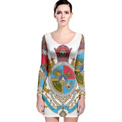 Imperial Coat Of Arms Of Iran, 1932-1979 Long Sleeve Velvet Bodycon Dress