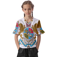 Imperial Coat Of Arms Of Iran, 1932-1979 Kids  V-neck Horn Sleeve Blouse