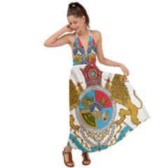 Imperial Coat Of Arms Of Iran, 1932-1979 Backless Maxi Beach Dress