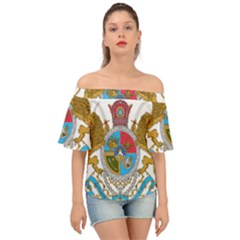 Imperial Coat Of Arms Of Iran, 1932-1979 Off Shoulder Short Sleeve Top