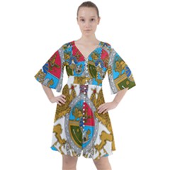 Imperial Coat Of Arms Of Iran, 1932-1979 Boho Button Up Dress