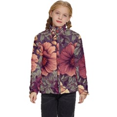 Flowers Pattern Kids  Puffer Bubble Jacket Coat by Simbadda