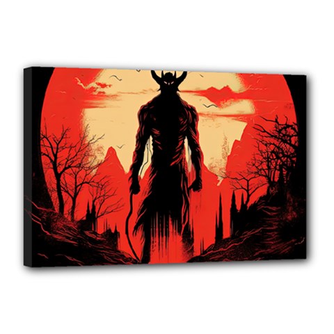 Demon Halloween Canvas 18  x 12  (Stretched)