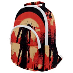 Demon Halloween Rounded Multi Pocket Backpack