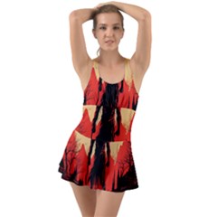 Demon Halloween Ruffle Top Dress Swimsuit