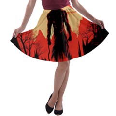 Demon Halloween A-line Skater Skirt