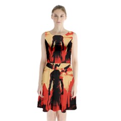 Demon Halloween Sleeveless Waist Tie Chiffon Dress