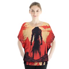 Demon Halloween Batwing Chiffon Blouse