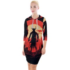 Demon Halloween Quarter Sleeve Hood Bodycon Dress