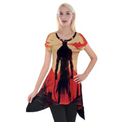 Demon Halloween Short Sleeve Side Drop Tunic