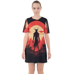 Demon Halloween Sixties Short Sleeve Mini Dress