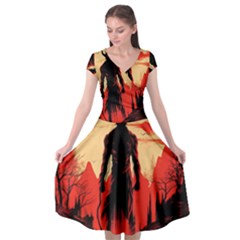 Demon Halloween Cap Sleeve Wrap Front Dress