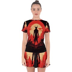 Demon Halloween Drop Hem Mini Chiffon Dress