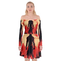 Demon Halloween Off Shoulder Skater Dress