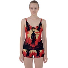 Demon Halloween Tie Front Two Piece Tankini