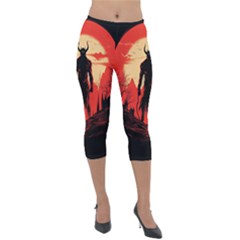 Demon Halloween Lightweight Velour Capri Leggings 